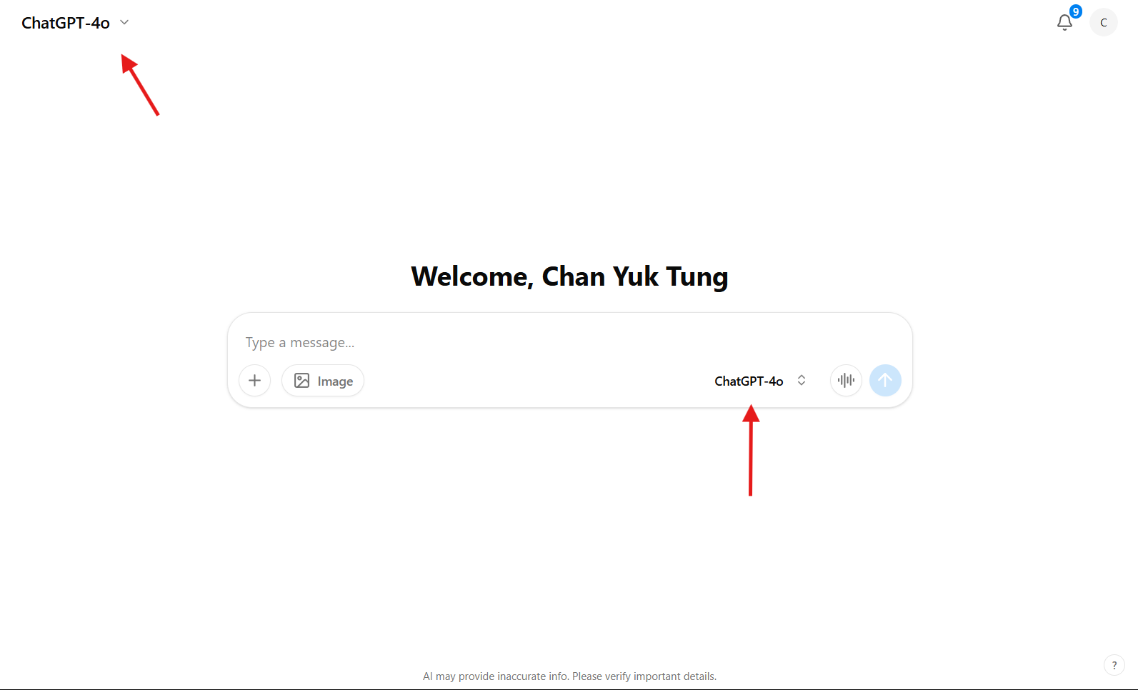 Image: Model Selection Dropdown
